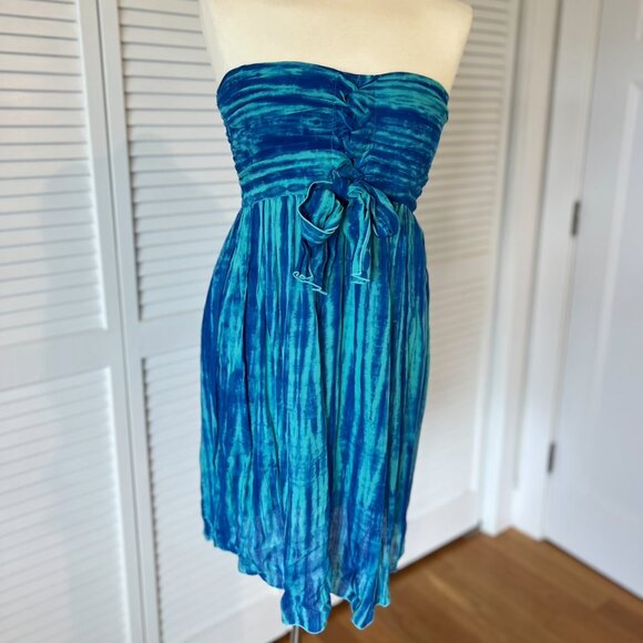 Strapless blue tie dye dress in size medium - Picture 1 of 6